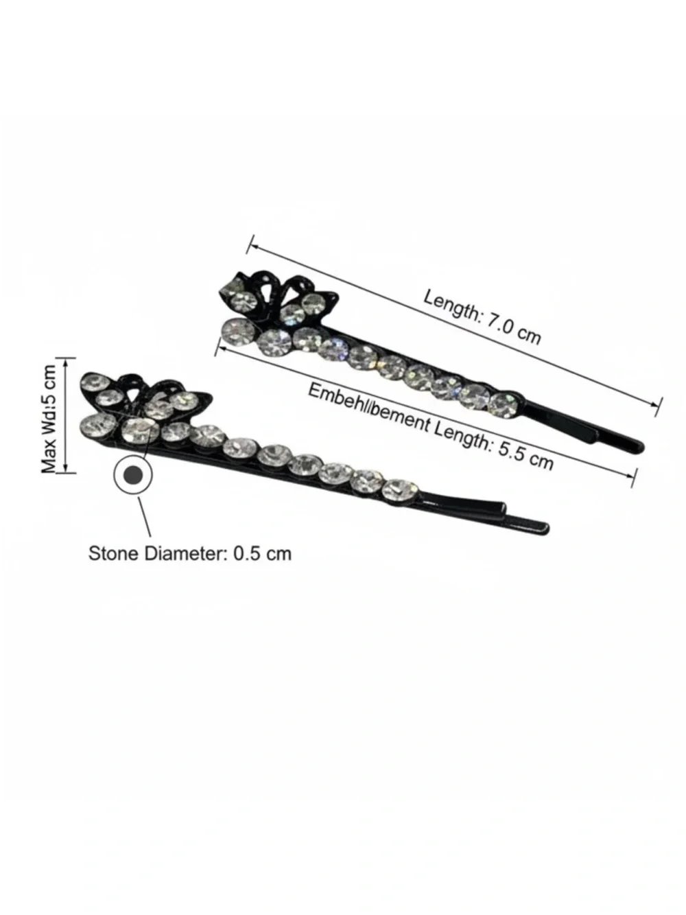 Rhinestone Black Flower Bobby Pin Set - Sparkling Hair FINAL PRICE DROP